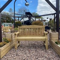 Wooden Bench in Garden Centre