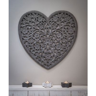 Heart Grey Carved Panel