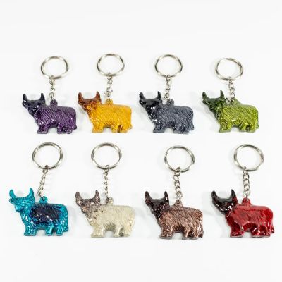 Alluminium Highland Cow Keyrings