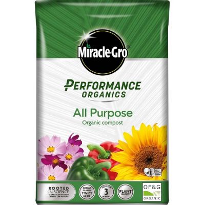 Miracle Gro Performance Organics All Purpose Branded Compost Bag.