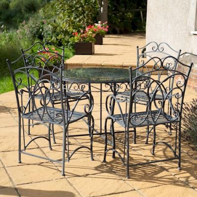 Heritage 5pc Bistro Set with Glass Top