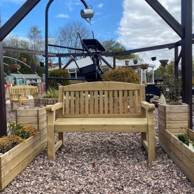 Wooden Bench in Garden Centre